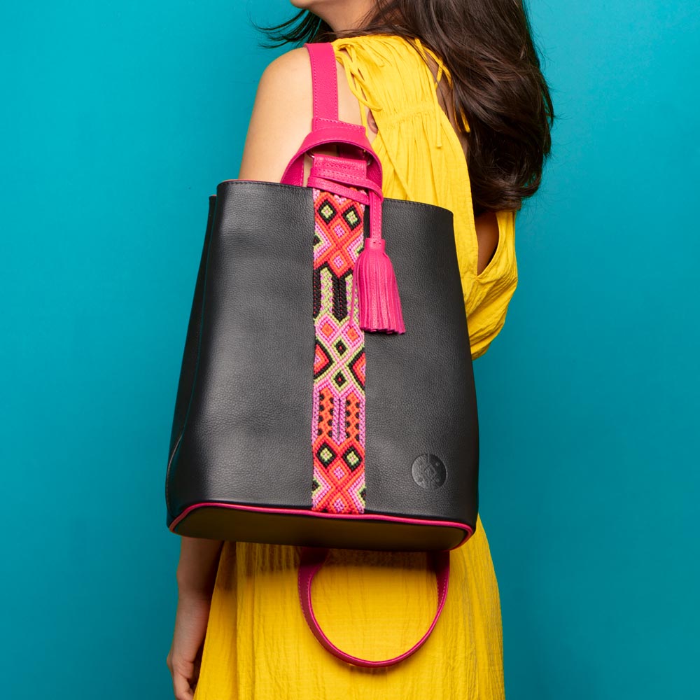 Cristina Orozco Leather Backpack with Embroidered Detail Cristina Orozco Backpack, Leather with Embroidery Details  main image 4