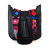 Bolsa para viaje de piel para mujer con cierre estilo bandolera  con asa intercambiable de artesanía maya bordada color negro